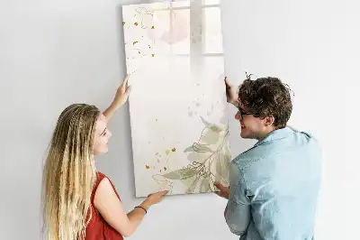 Magnetic dry erase board with gold vegetable abstract art