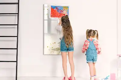 Magnetic dry erase board with gold vegetable abstract art