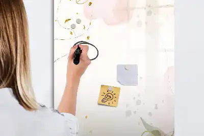 Magnetic dry erase board with gold vegetable abstract art