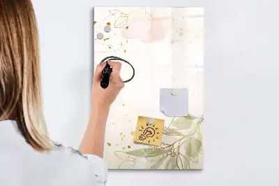 Magnetic dry erase board with gold vegetable abstract art