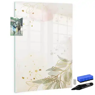 Magnetic dry erase board with gold vegetable abstract art