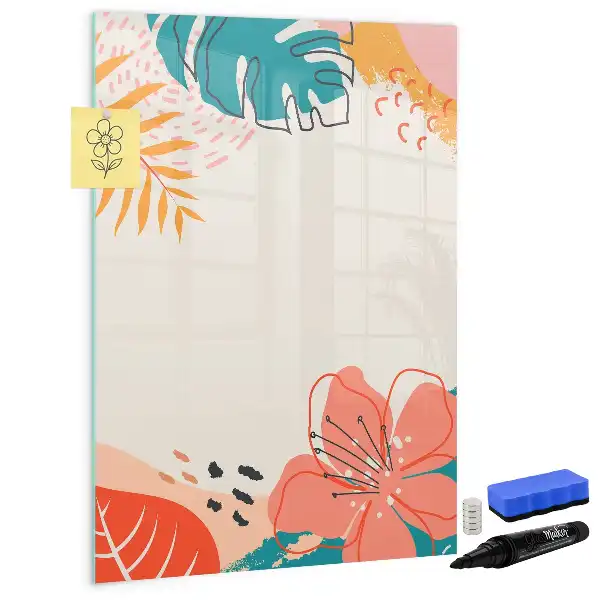 Magnetic dry erase board with summer flower print