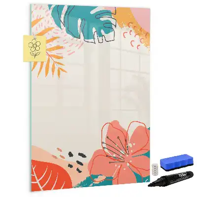 Magnetic dry erase board with summer flower print