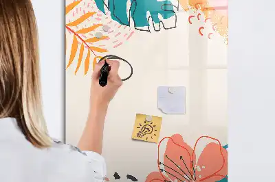 Magnetic dry erase board with summer flower print