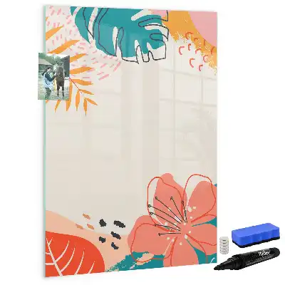 Magnetic dry erase board with summer flower print