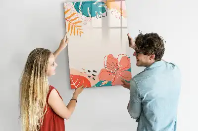 Magnetic dry erase board with summer flower print