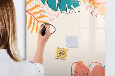 Magnetic dry erase board with summer flower print