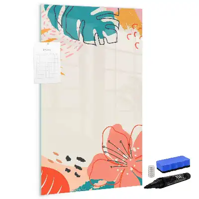 Magnetic dry erase board with summer flower print