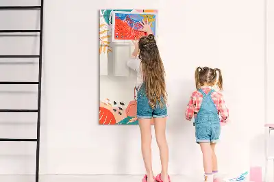 Magnetic dry erase board with summer flower print