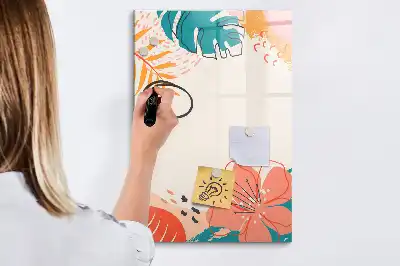 Magnetic dry erase board with summer flower print