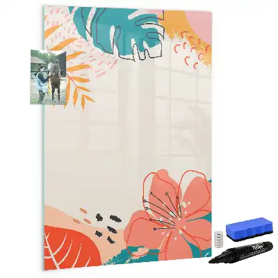 Magnetic dry erase board with summer flower print
