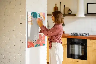 Magnetic dry erase board with summer flower print