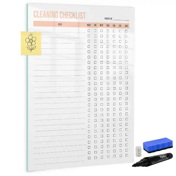 Magnetic writing board for cleaning lists