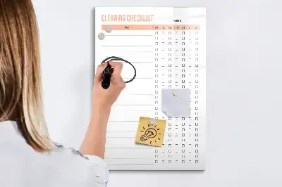 Magnetic writing board for cleaning lists