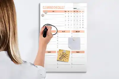 Magnetic dry erase board cleaning list