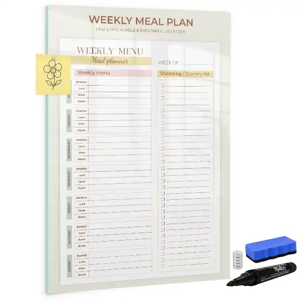 Magnetic writing board weekly meal planner