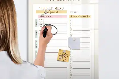Magnetic writing board weekly meal planner