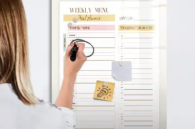 Magnetic writing board weekly meal planner