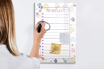 Magnetic dry erase board to-do list