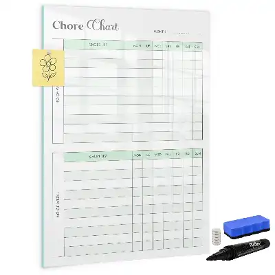 Magnetic chore chart with dry erase board