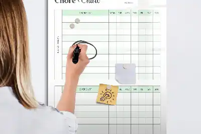 Magnetic chore chart with dry erase board