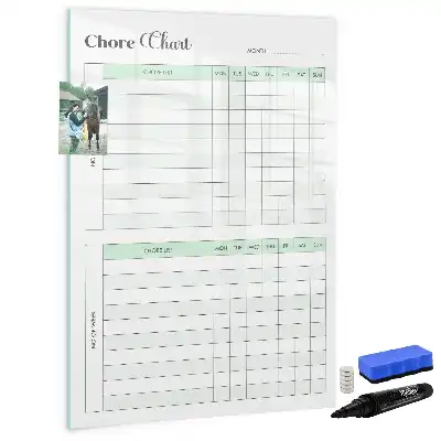 Magnetic chore chart with dry erase board