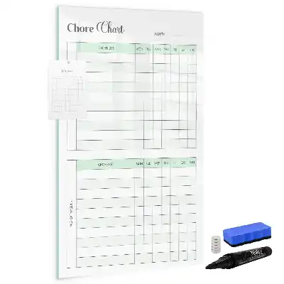 Magnetic chore chart with dry erase board