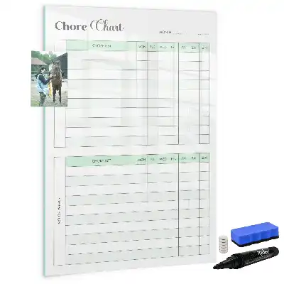 Magnetic chore chart with dry erase board