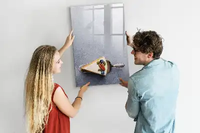 Magnetic dry erase board slice of cake design
