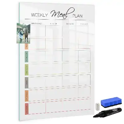 Magnetic dry erase board for weekly meal planning