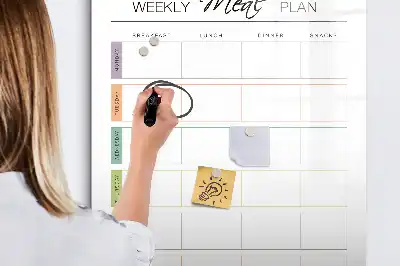 Magnetic dry erase board for weekly meal planning