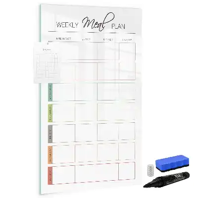 Magnetic dry erase board for weekly meal planning