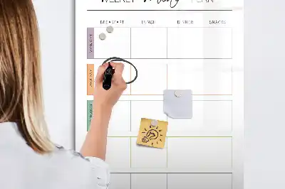 Magnetic dry erase board for weekly meal planning