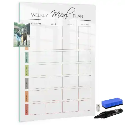 Magnetic dry erase board for weekly meal planning