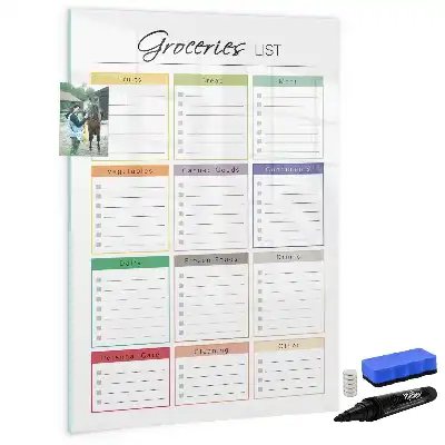 Magnetic writing board for shopping lists