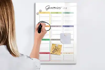 Magnetic writing board for shopping lists