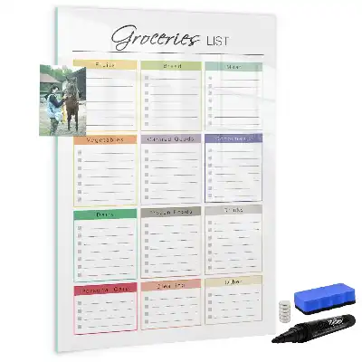 Magnetic writing board for shopping lists