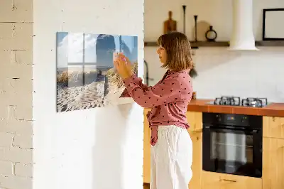 Magnetic marker board with beach view design