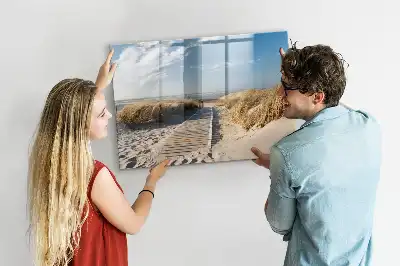 Magnetic marker board with beach view design