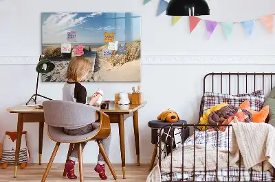 Magnetic marker board with beach view design
