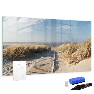 Magnetic marker board with beach view design