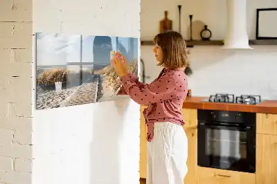 Magnetic marker board with beach view design