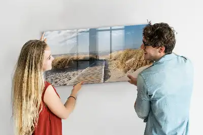 Magnetic marker board with beach view design