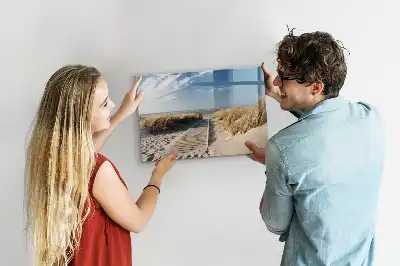 Magnetic marker board with beach view design
