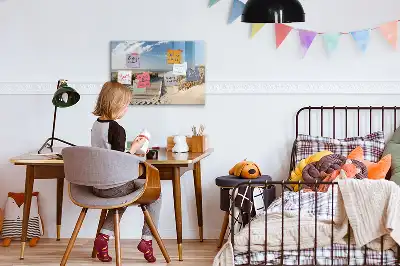 Magnetic marker board with beach view design