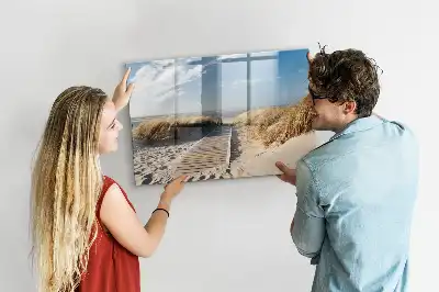 Magnetic marker board with beach view design
