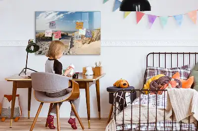 Magnetic marker board with beach view design