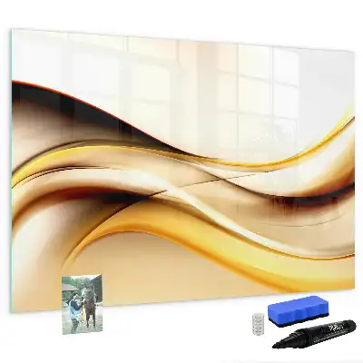 Magnetic marker board with a wave abstraction design