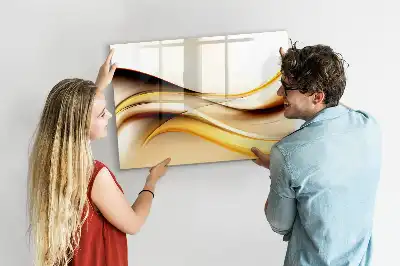 Magnetic marker board with a wave abstraction design
