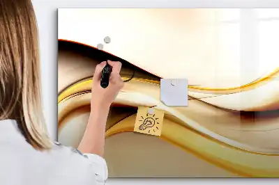 Magnetic marker board with a wave abstraction design